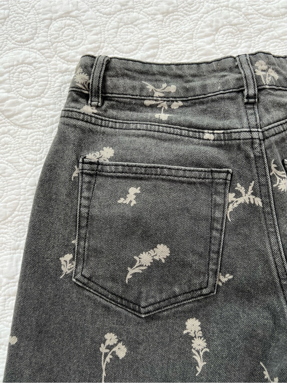 Bohme jeans women’s small black wide leg floral print Relaxed boho whimsigoth - Picture 5 of 16